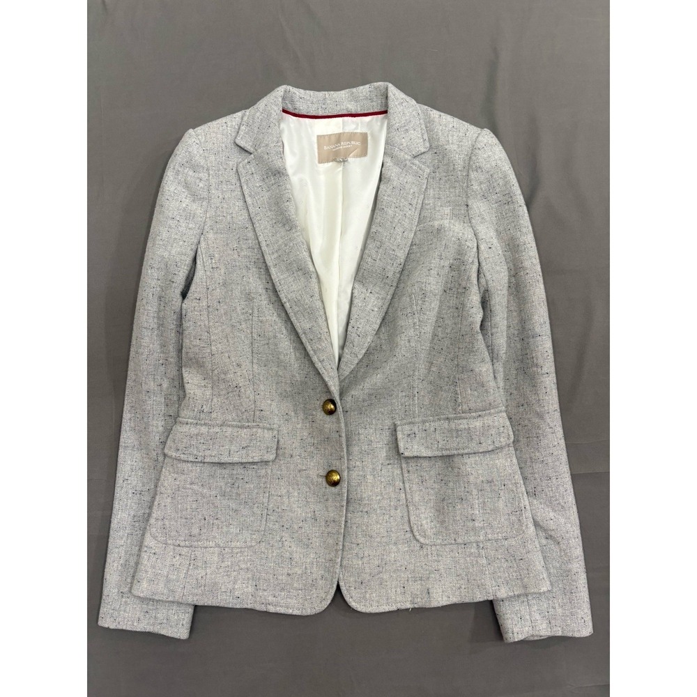 Banana Republic Women's Gray Button Front Long Sleeve Blazer Jacket  4